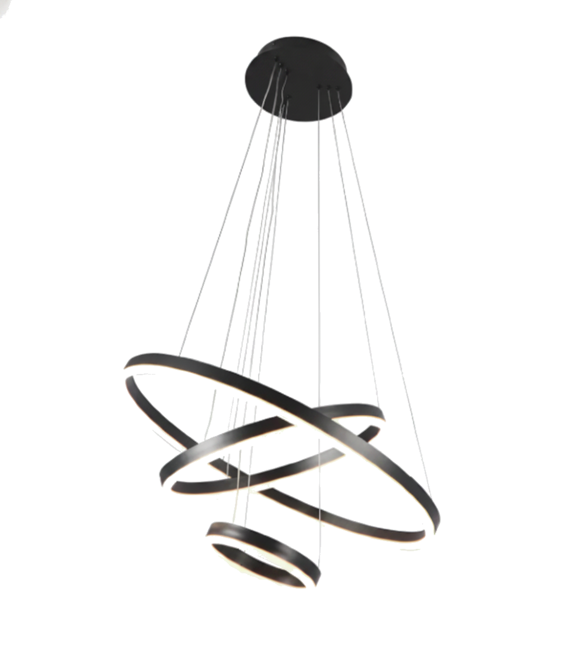 Lámpara 3 Anillos LED Negra Atikus — vista limpia